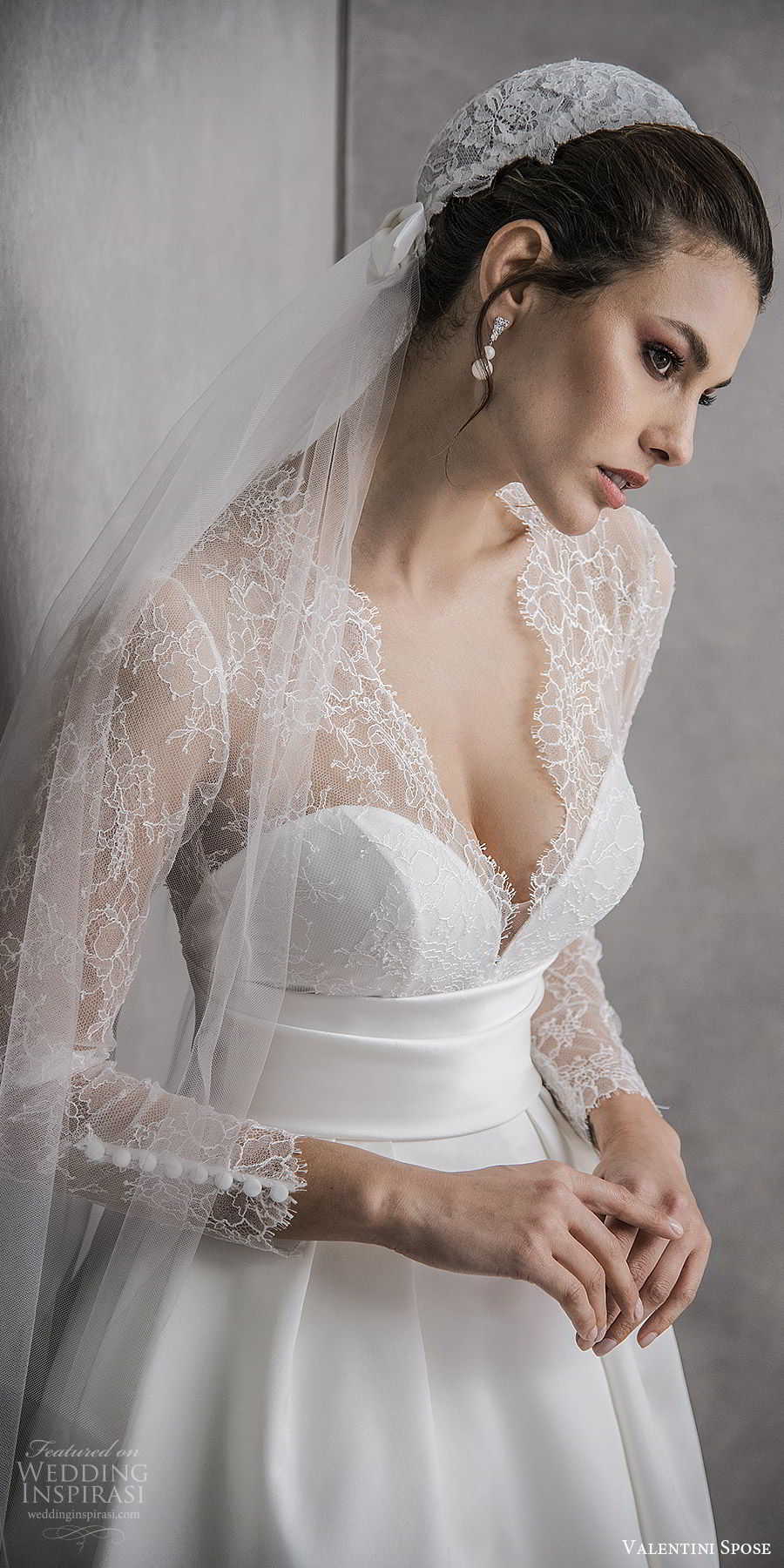 valentini spose spring 2020 bridal illusion long sleeves sweetheart neckline lace bodice a line ball gown wedding dress (18) elegant princess romantic mv