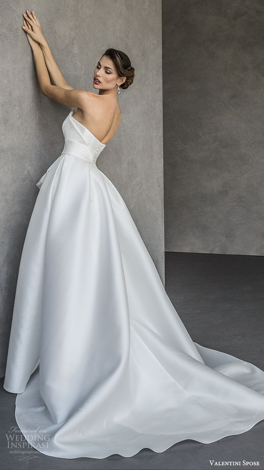 valentini spose spring 2020 bridal strapless sweetheart neckline slit skirt a line ball gown wedding dress (20) elegant modern chapel train bv