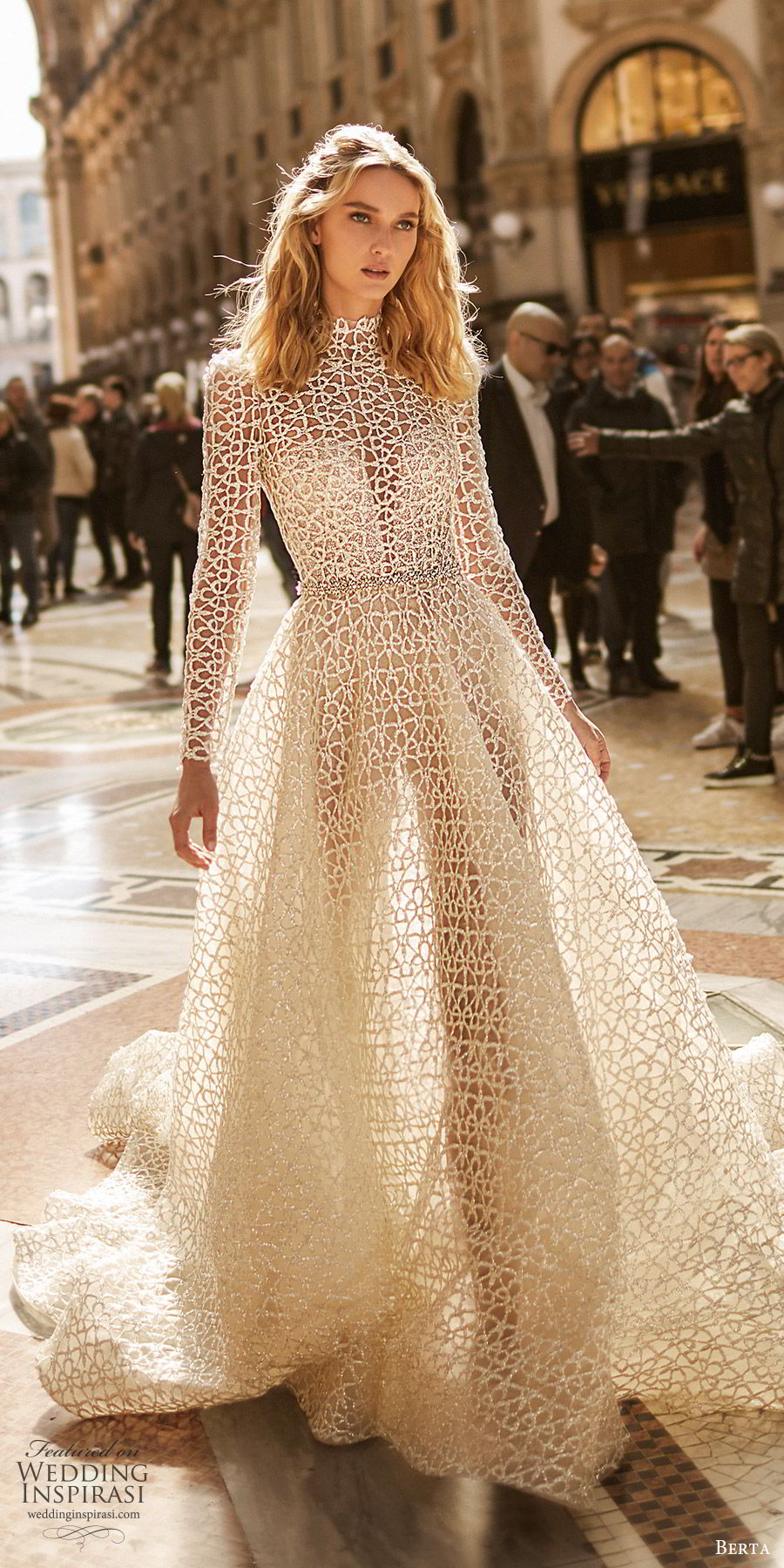 berta spring 2020 bridal illusion long sleeves high neck sheer bodice sweetheart fully embellished ball gown a line wedding dress (4) modern elegant chapel train mv berta spring 2020 bridal illusion long sleeves high neck sheer bodice sweetheart fully embellished ball gown a line wedding dress (4) modern elegant chapel train mv