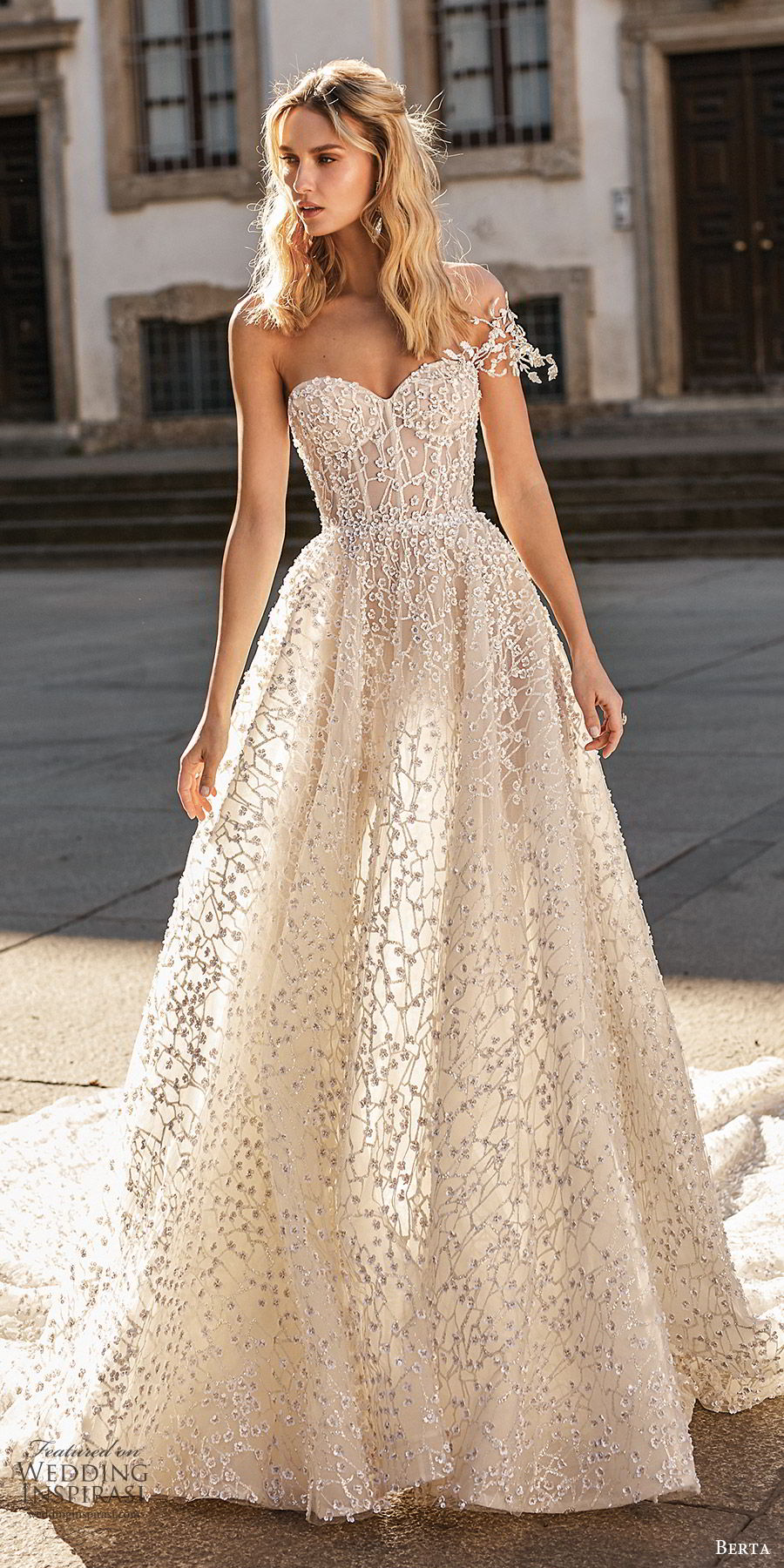 berta spring 2020 bridal one shoulder sweetheart fully embellished beaded a line ball gown wedding dress (15) romantic glitzy princess cathedral train mv berta spring 2020 bridal one shoulder sweetheart fully embellished beaded a line ball gown wedding dress (15) romantic glitzy princess cathedral train mv