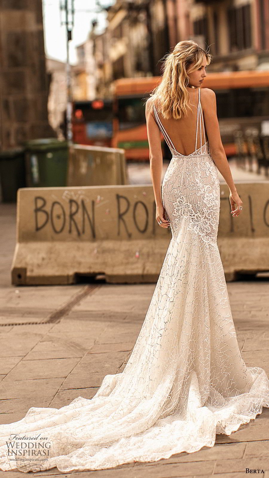 berta spring 2020 bridal sleevless deep v neckline fully embellished lace mermaid wedding dress (18) elegant glam low back chapel train bv