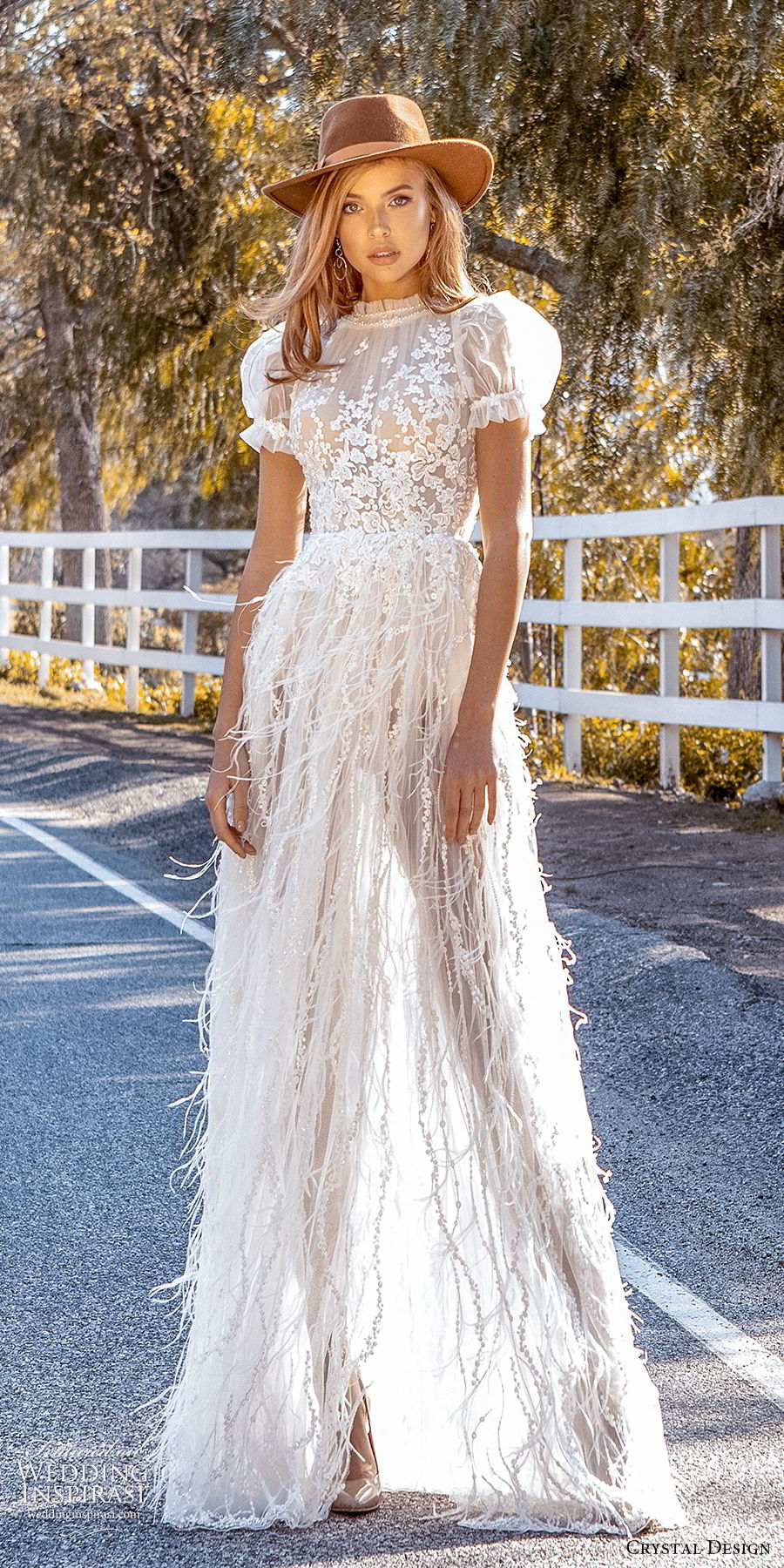 crystal design 2020 couture bridal short puff sleeves high neckline fully embellished lace bodice a line wedding dress feather sheer skirt (4) romantic boho chic mv crystal design 2020 couture bridal short puff sleeves high neckline fully embellished lace bodice a line wedding dress feather sheer skirt (4) romantic boho chic mv