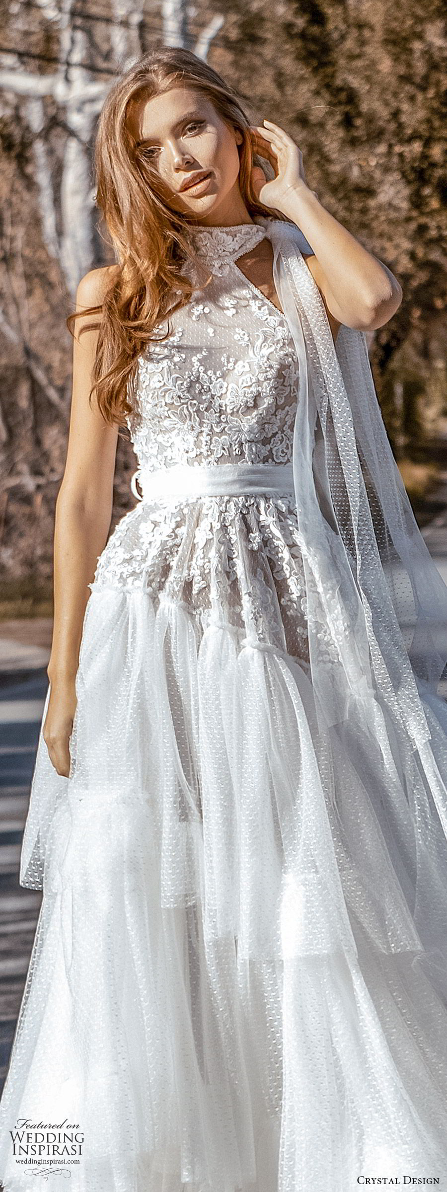 crystal design 2020 couture bridal sleeveless halter neck lace bodice drop waist ball gown wedding dress (6) romantic boho chic chapel train lv crystal design 2020 couture bridal sleeveless halter neck lace bodice drop waist ball gown wedding dress (6) romantic boho chic chapel train lv