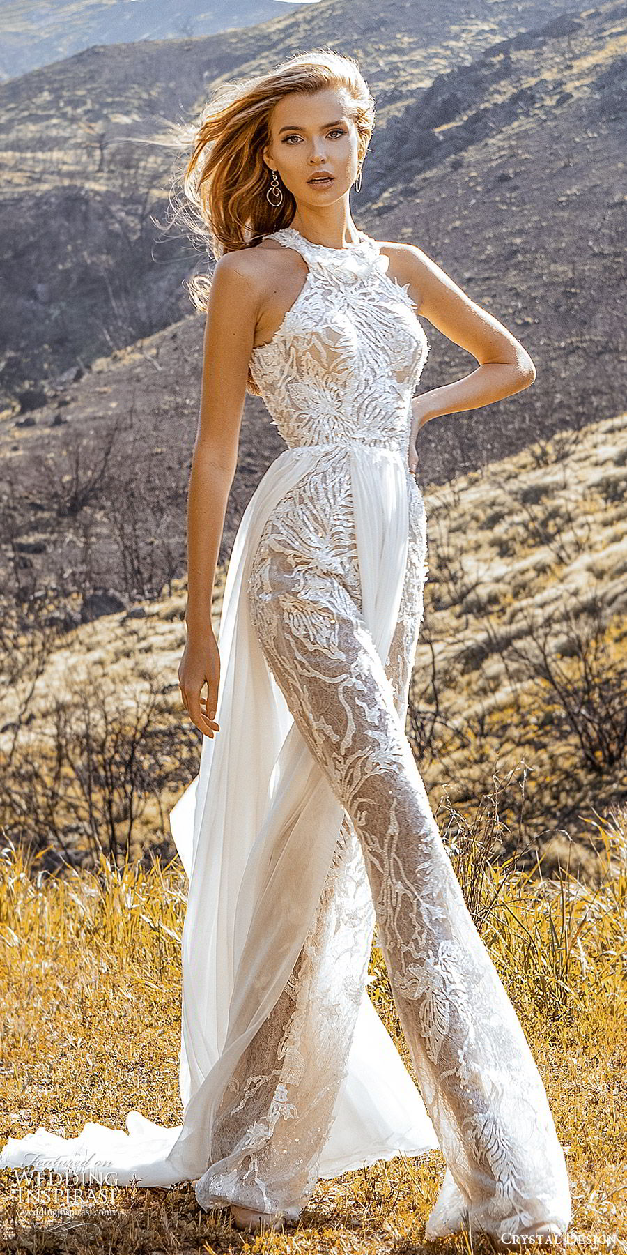 crystal design 2020 couture bridal sleeveless halter neckline jumpsuit wedding dress a line skirt slit (5) modern chic romantic sv crystal design 2020 couture bridal sleeveless halter neckline jumpsuit wedding dress a line skirt slit (5) modern chic romantic sv