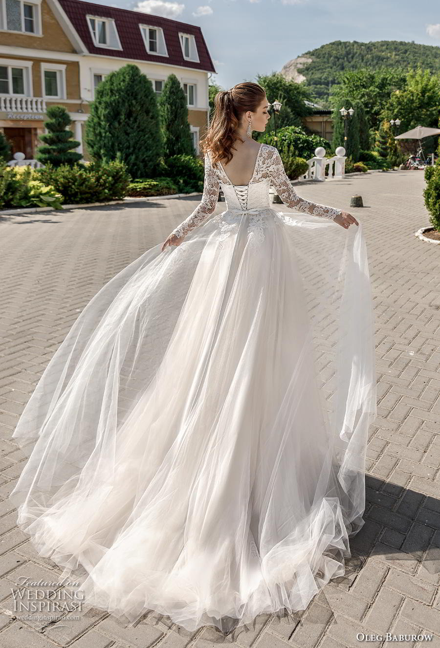 oleg baburow 2020 bridal long sleeves illusion bateau sweetheart neckline heavily embellished bodice romantic a  line wedding dress corset back chapel train (11) bv