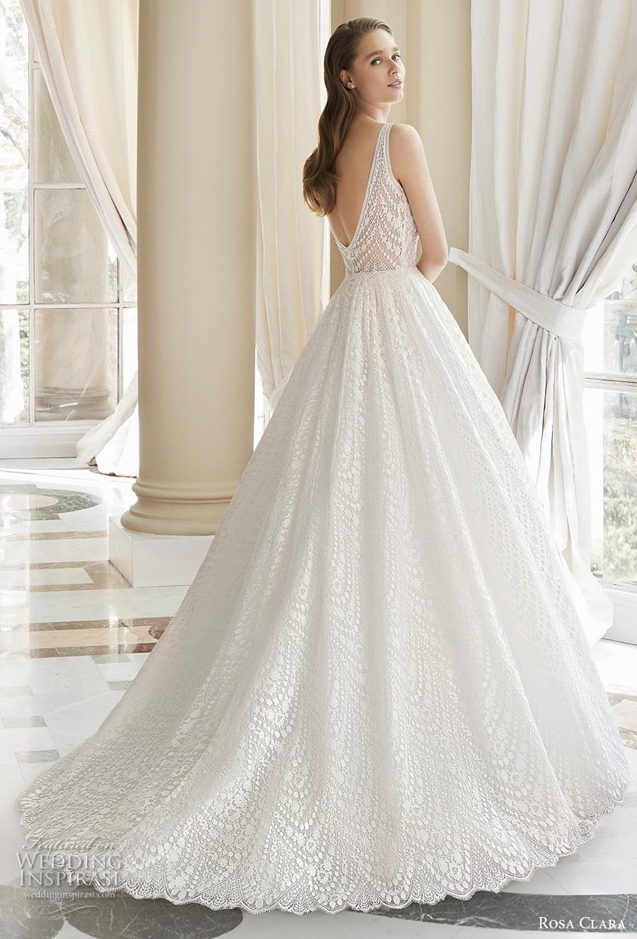 rosa clara 2019 couture bridal sleeveless deep v neck full embellishment romantic ball gown a  line wedding dress v back sweep train (9) bv