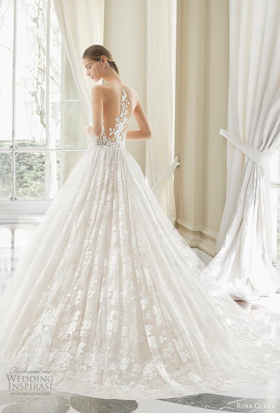rosa clara 2019 couture bridal sleeveless illusion jewel sweetheart neckline full embellishment princess romantic a  line wedding dress sheer lace back sweep train (15) bv