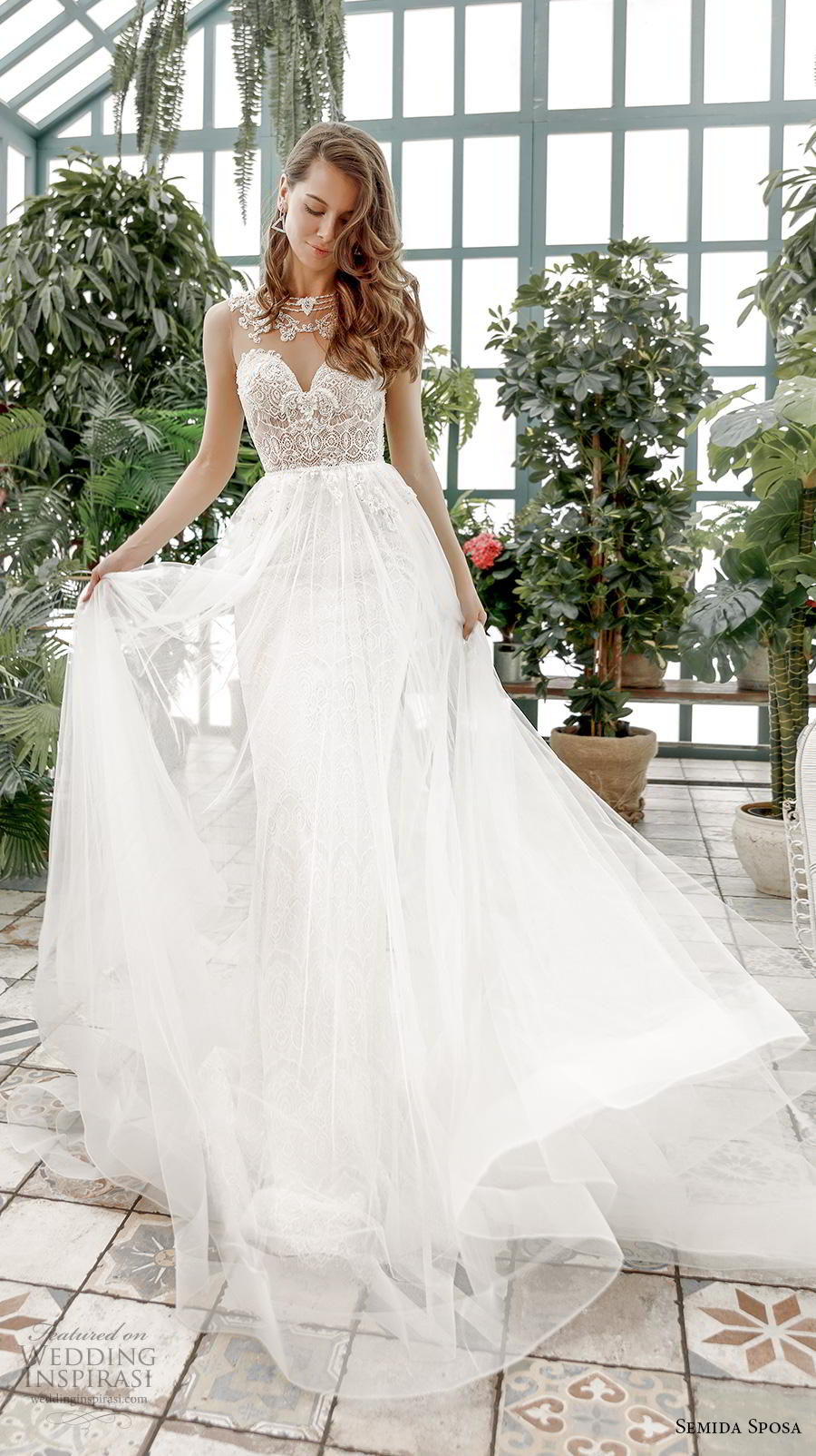 semida sposa 2020 bridal sleeveless illusion jewel sweetheart neckline heavily embellished bodice romantic glamorous soft a  line wedding dress keyhole back chapel train (7) mv