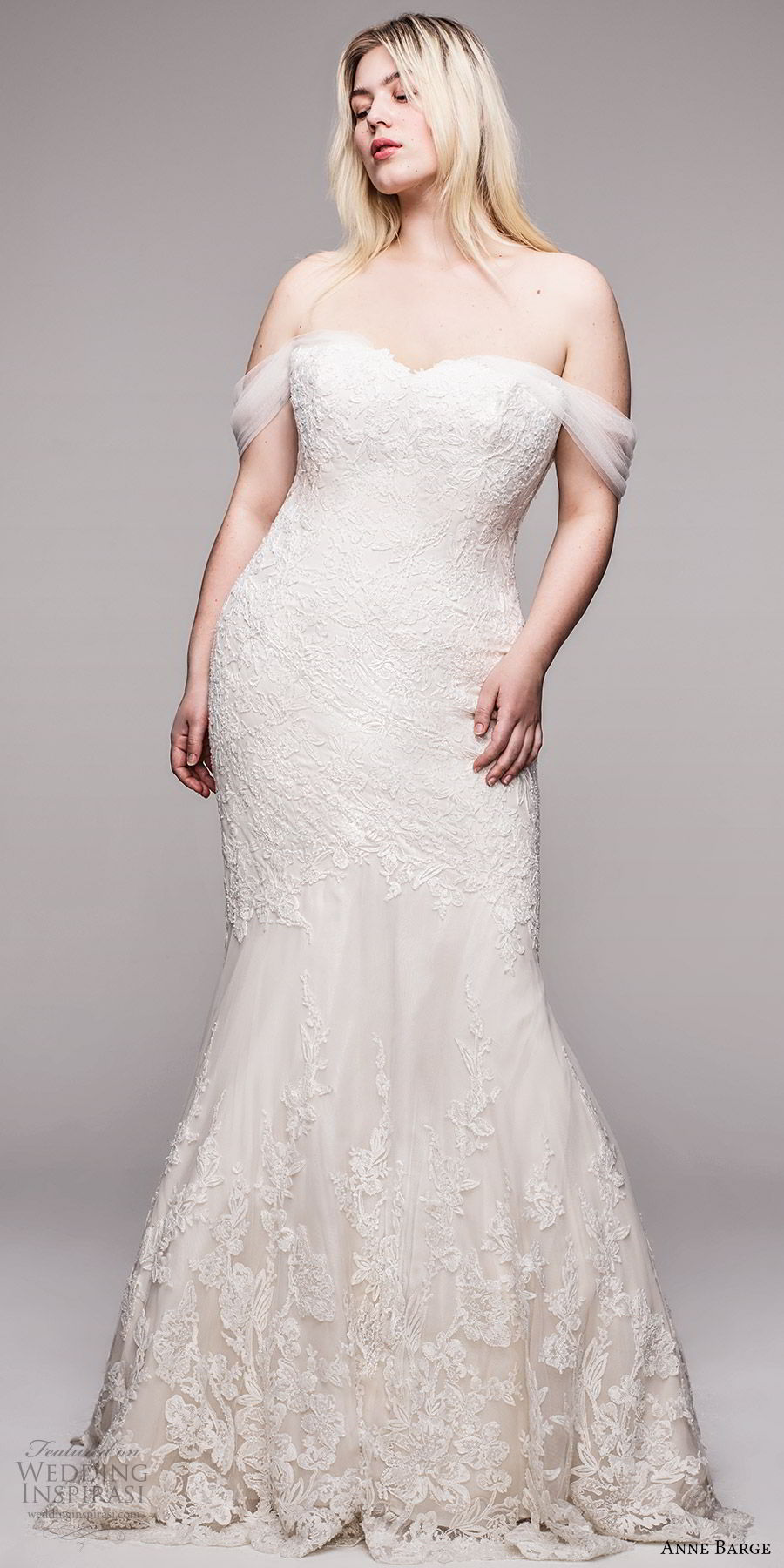 anne barge 2020 bridal plus size off shoulder semi sweetheart fully embellished lace fit flare trumpet wedding dress (10) elegant romantic chapel train mv