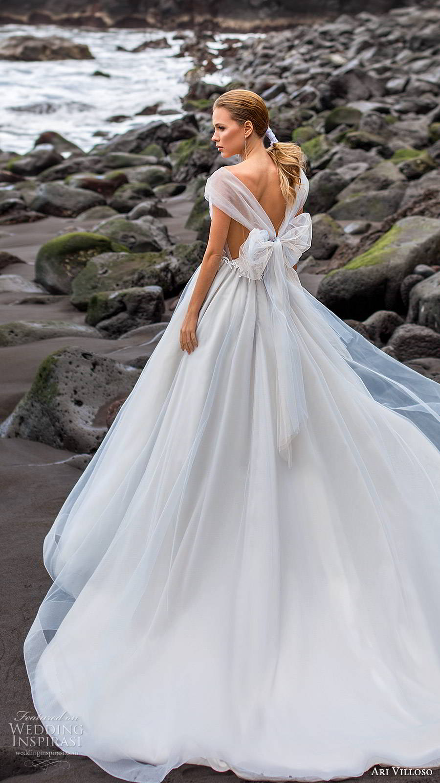 ari villoso 2020 bridal cap sleeves plunging v neckline beaded ruched bodice a line ball gown wedding dress (17) princess romantic blue color chapel train bv