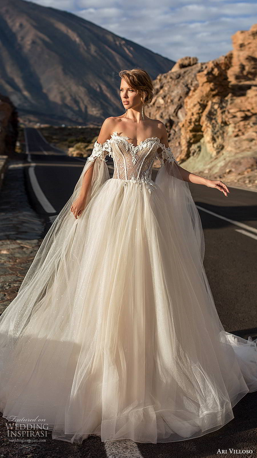 ari villoso 2020 bridal off shoulder sweetheart neckline embellished bodice a line ball gown wedding dress (15) romantic princess sheer corset back chapel train mv