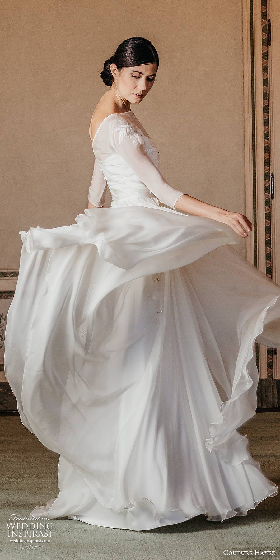 couture hayez 2020 bridal illlusion 3 quarter sleeves sheer bateau neckline semi sweetheart embellished bodice a line wedding dress (1) elegant romantic sweep train sv couture hayez 2020 bridal illlusion 3 quarter sleeves sheer bateau neckline semi sweetheart embellished bodice a line wedding dress (1) elegant romantic sweep train sv