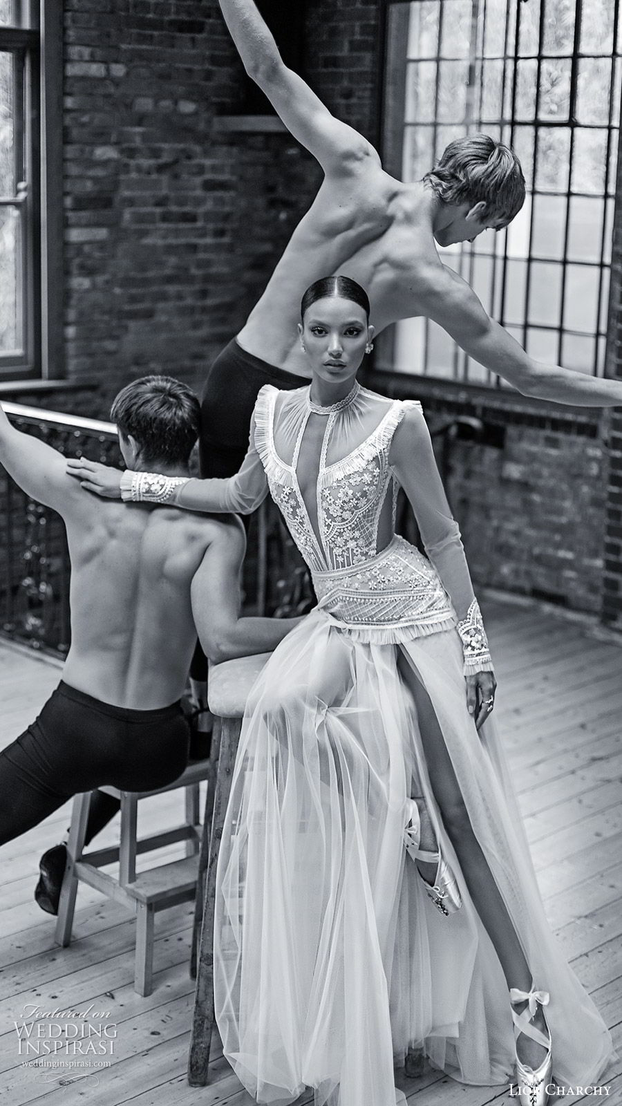 lior charchy 2019 bridal illusion long sleeves sheer high neckline cutout embellished bodice modified a line wedding dress (11) boho chic slit skirt mv lior charchy 2019 bridal illusion long sleeves sheer high neckline cutout embellished bodice modified a line wedding dress (11) boho chic slit skirt mv