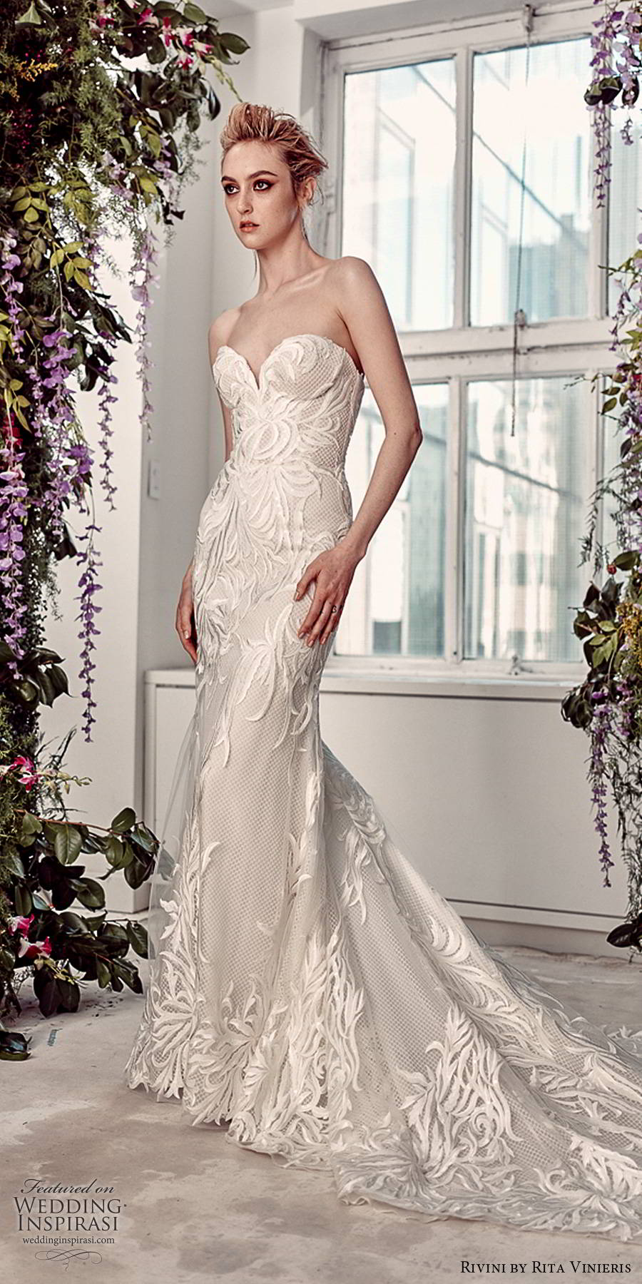 rivini by rita vinieris spring 2020 bridal straples sweetheart fully embellished elegant modern lace sheath wedding dress chapel train (10) mv rivini by rita vinieris spring 2020 bridal straples sweetheart fully embellished elegant modern lace sheath wedding dress chapel train (10) mv
