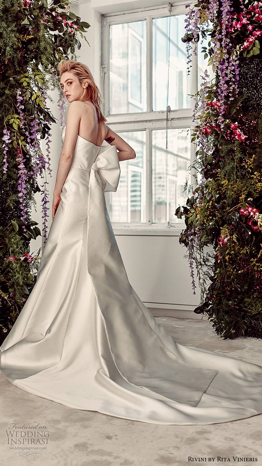 rivini by rita vinieris spring 2020 bridal strapless crumbcatcher neckline minimally embellished clean elegant fit flare mermaid wedding dress chapel train (8) bv