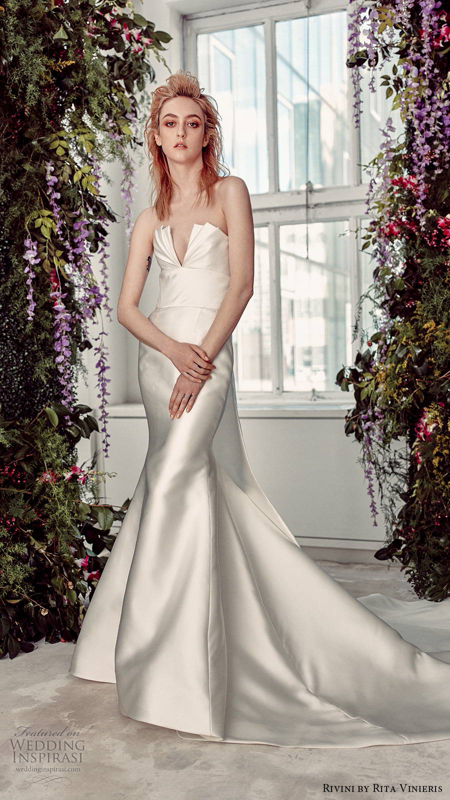 rivini by rita vinieris spring 2020 bridal strapless crumbcatcher neckline minimally embellished clean elegant fit flare mermaid wedding dress chapel train (8) mv rivini by rita vinieris spring 2020 bridal strapless crumbcatcher neckline minimally embellished clean elegant fit flare mermaid wedding dress chapel train (8) mv