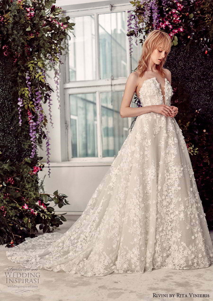 rivini by rita vinieris spring 2020 bridal strapless plunging v neckline fully embellished lace elegant romantic a line ball gown wedding dress chapel train (2) mv rivini by rita vinieris spring 2020 bridal strapless plunging v neckline fully embellished lace elegant romantic a line ball gown wedding dress chapel train (2) mv