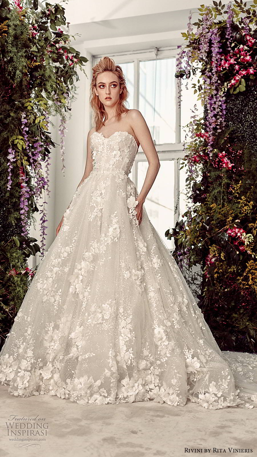 rivini by rita vinieris spring 2020 bridal strapless sweetheart neckline fully embellished elegant romantic a line ball gown wedding dress chapel train (8) mv