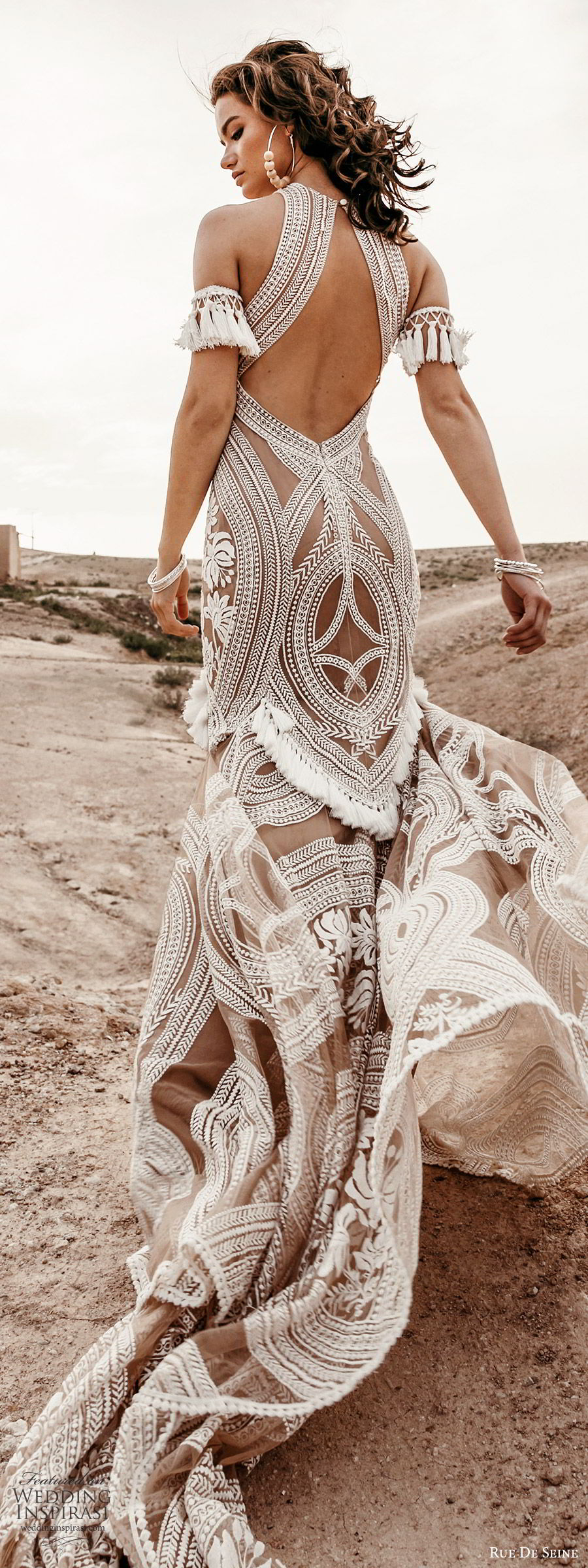 rue de seine 2019 bridal sleeveless halter neck fully embellished fit flare trumpet sheath lace wedding dress (3) boho chic nude color keyhole back chapel train bv rue de seine 2019 bridal sleeveless halter neck fully embellished fit flare trumpet sheath lace wedding dress (3) boho chic nude color keyhole back chapel train bv