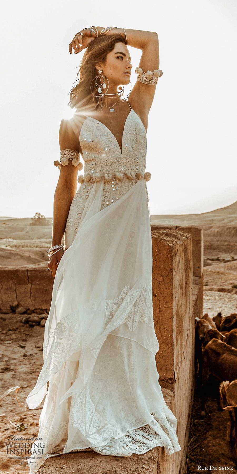 rue de seine 2019 bridal sleeveless thin straps deep sweetheart fully embellished lace modified a line sheath wedding dress (10) boho chic romantic chapel train mv rue de seine 2019 bridal sleeveless thin straps deep sweetheart fully embellished lace modified a line sheath wedding dress (10) boho chic romantic chapel train mv