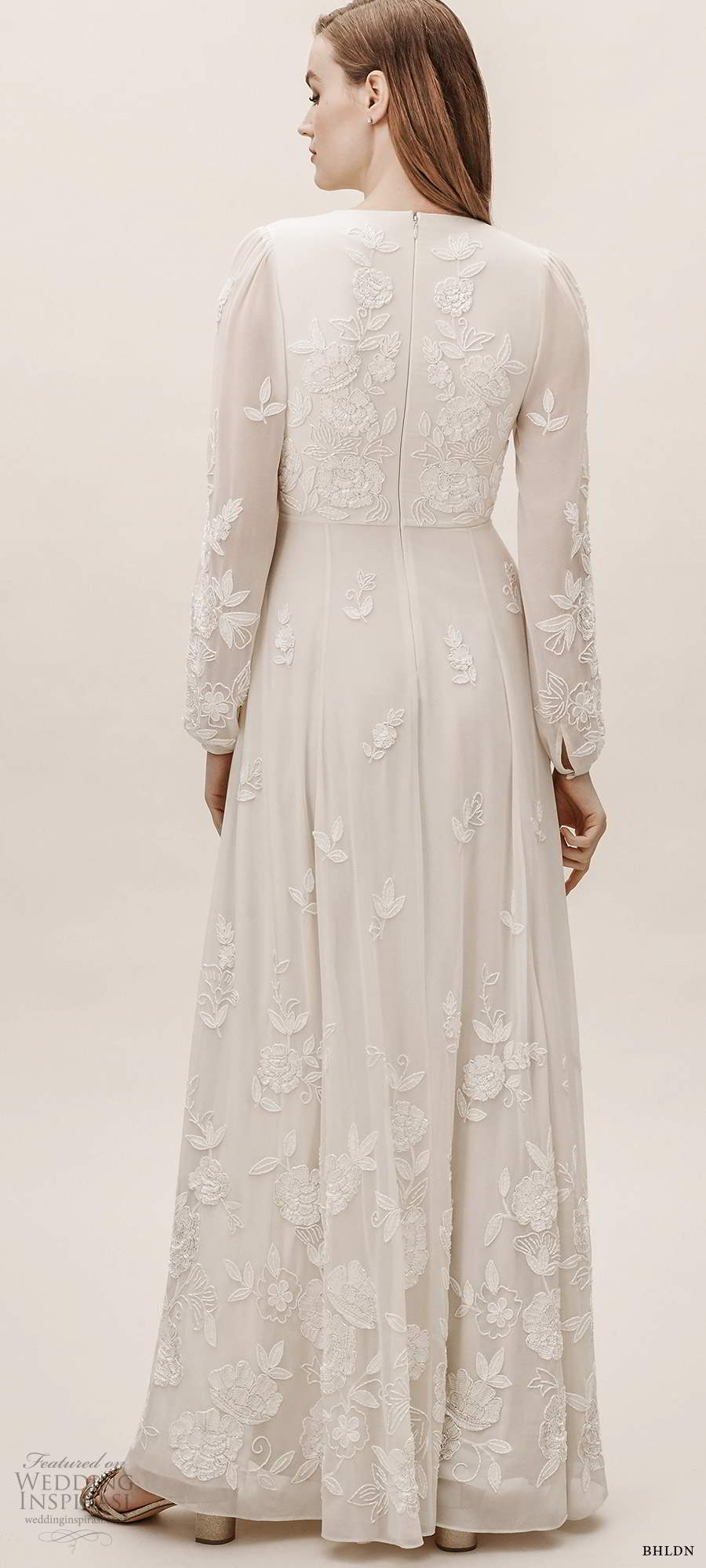 bhldn fall 20190 bridal long bishop sleeves plunging v neckline fully embellished boho romantic a line wedding dress (6) bv