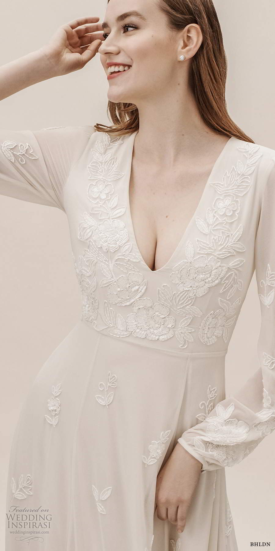 bhldn fall 20190 bridal long bishop sleeves plunging v neckline fully embellished boho romantic a line wedding dress (6) zv