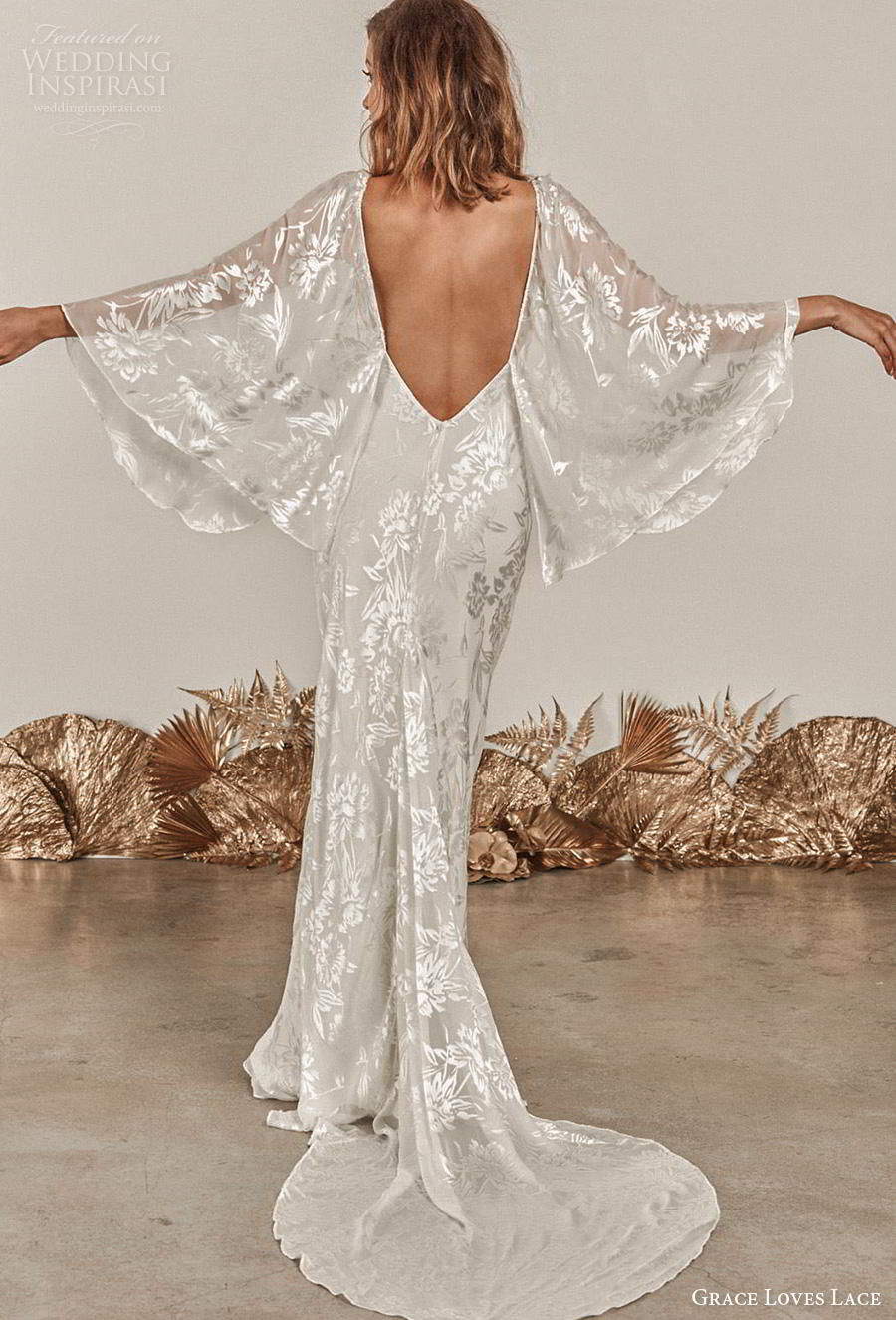 grace love lace 2020 bridal long angel sleeves diamond neckline full embellishment elegant bohemian modified a  line wedding dress backless medium train (8) bv 