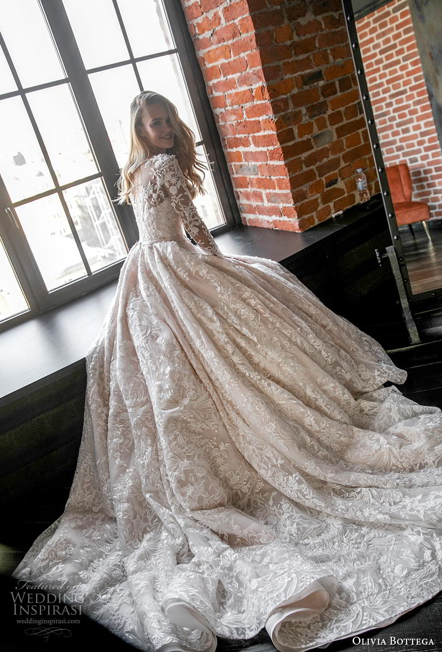 olivia bottega 2020 bridal long sleeves scoop neckline full embellishment glamorous princess ball gown a  line wedding dress sheer lace back royal train (3) bv