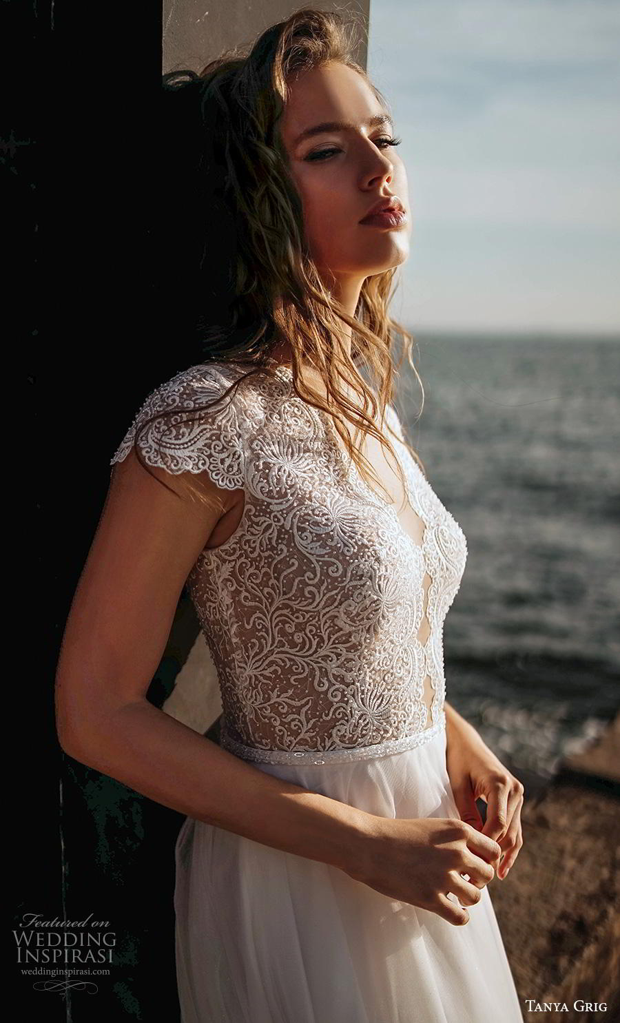 tanya grig 2020 bridal cap sleeves v neck heavily embellished bodice elegant soft a line wedding dress covered lace back chapel train (12) zv tanya grig 2020 bridal cap sleeves v neck heavily embellished bodice elegant soft a line wedding dress covered lace back chapel train (12) zv