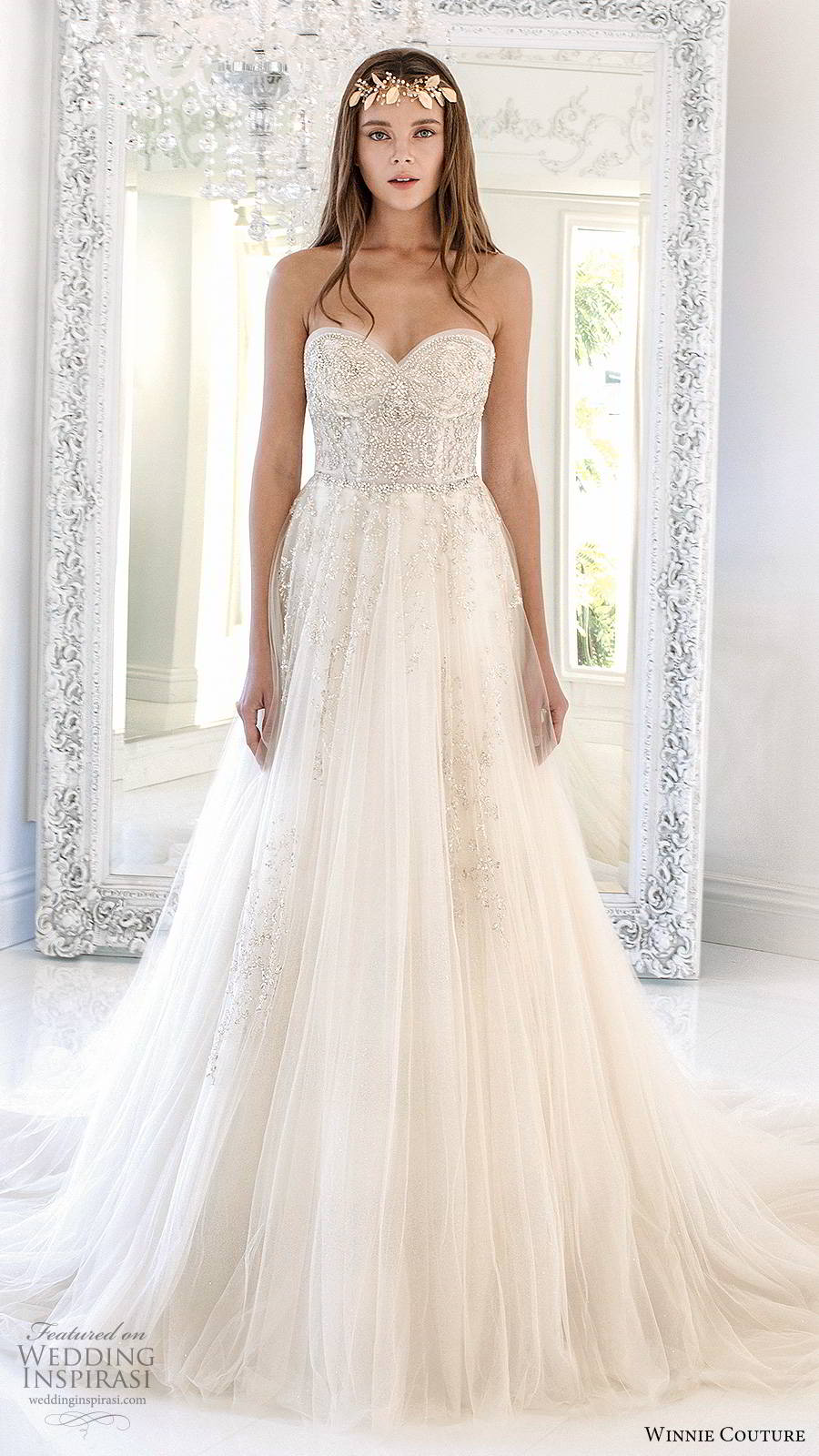 winnie couture 2019 bridal strapless sweetheart fully embellished  a line ball gown glitzy romantic wedding dress chapel train (7) mv