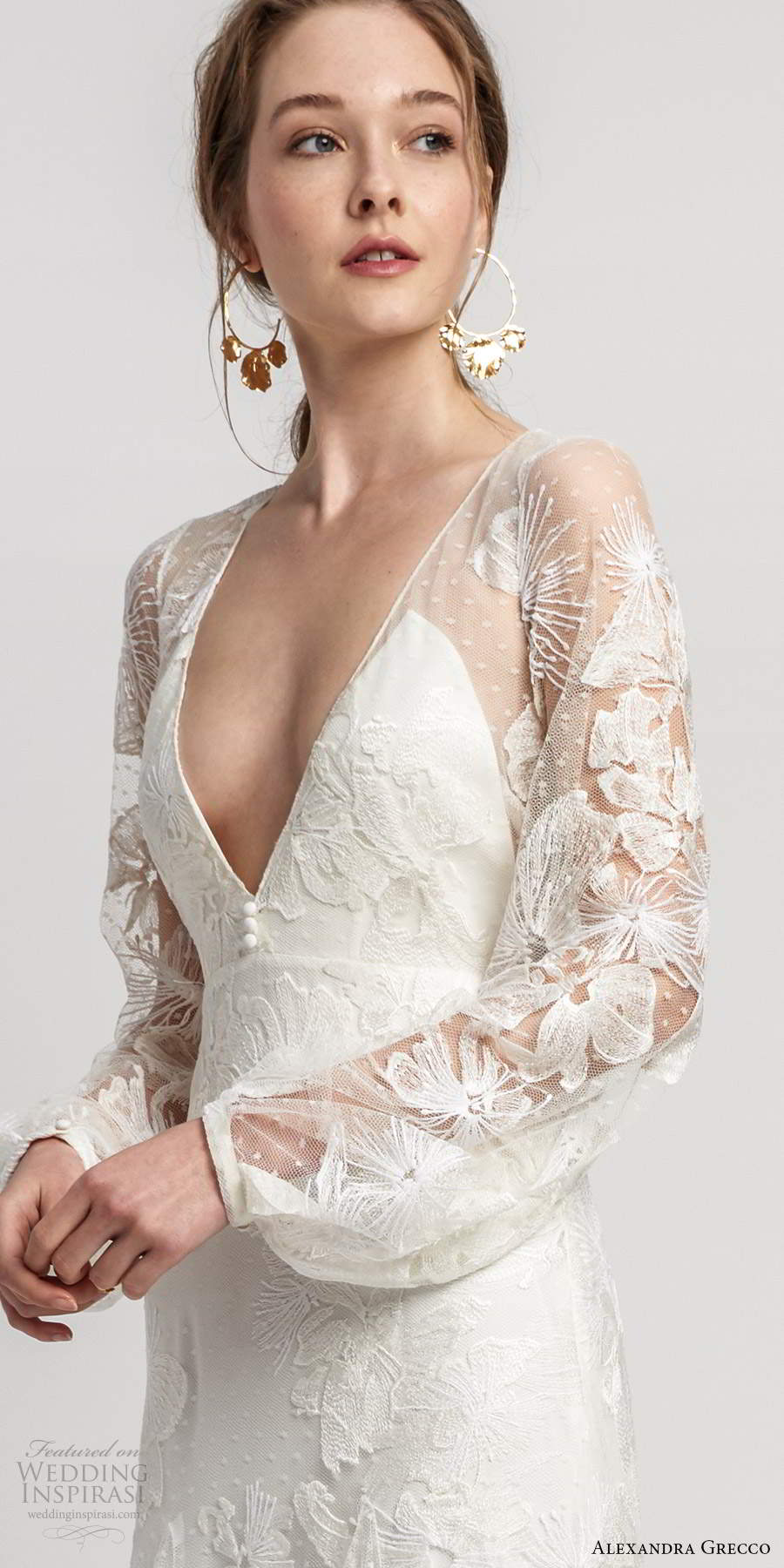 alexandra grecco 2020 bridal illusion long bishop sleeves plunging v neckline fully embellished lace fit flare mermaid boho wedding dress sheer back chapel train (2) zv alexandra grecco 2020 bridal illusion long bishop sleeves plunging v neckline fully embellished lace fit flare mermaid boho wedding dress sheer back chapel train (2) zv