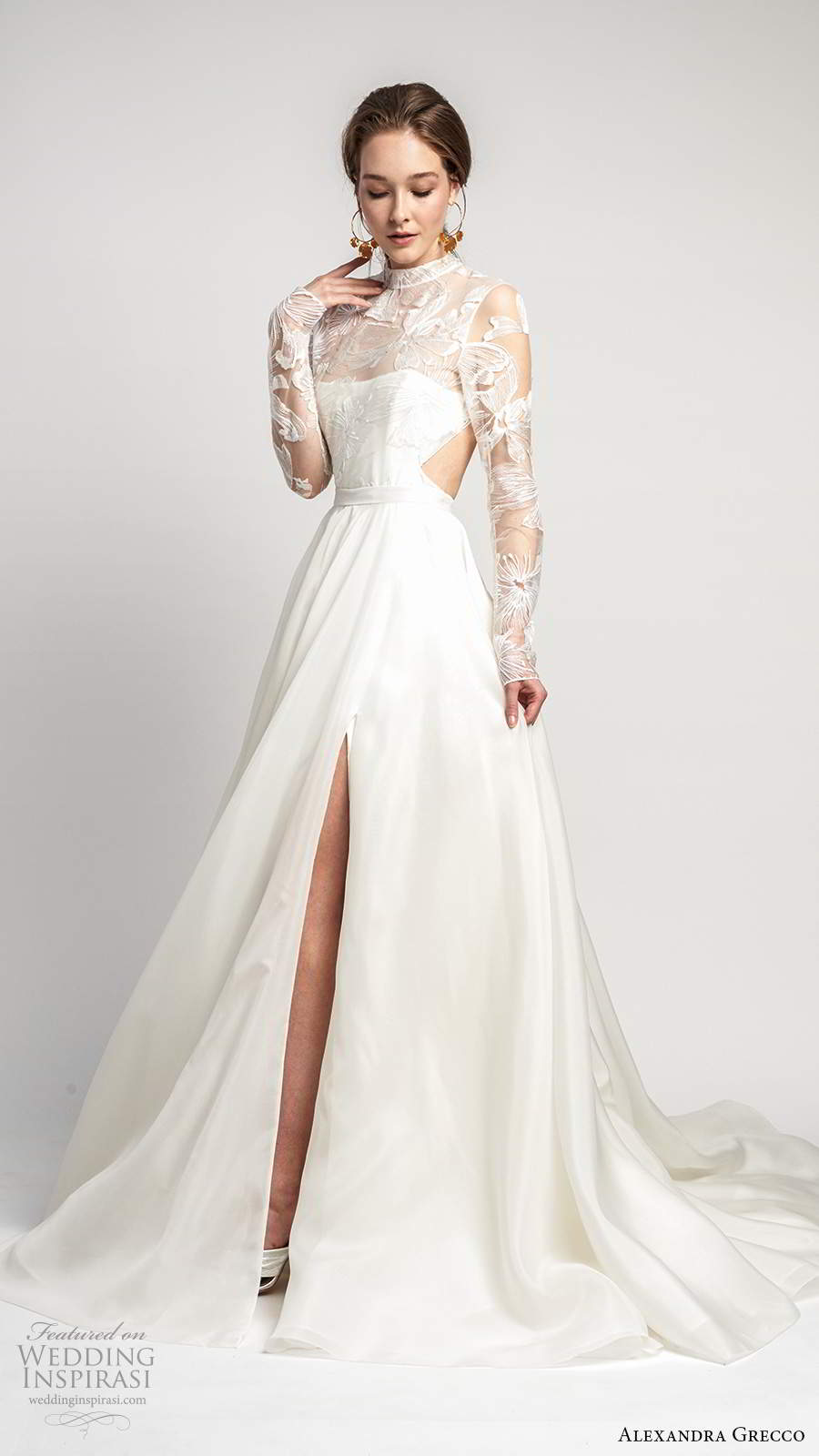 alexandra grecco 2020 bridal illusion long sleeves sheer high necklinge embellished lace bodice a line ball gown wedding dress slit skirt cutout back chapel train (3) mv alexandra grecco 2020 bridal illusion long sleeves sheer high necklinge embellished lace bodice a line ball gown wedding dress slit skirt cutout back chapel train (3) mv