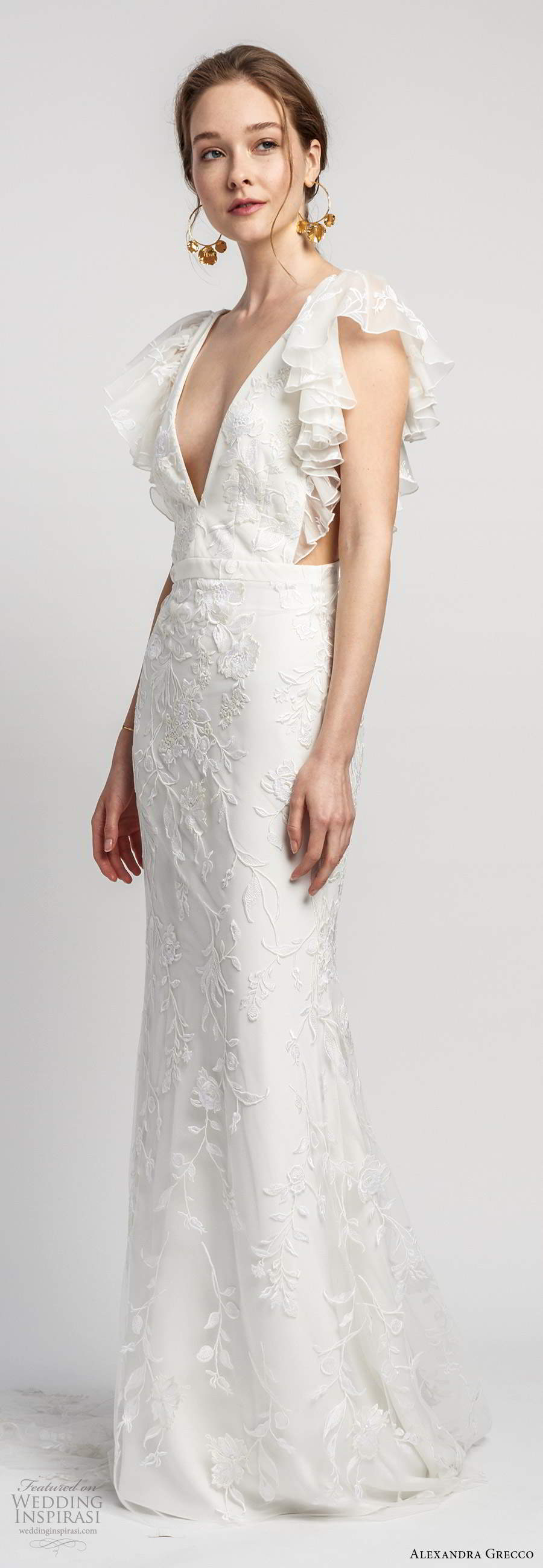 alexandra grecco 2020 bridal short flutter sleeves plunging v neckline side cutouts fully embellished lace trumpet sheath wedding dress v back chapel train (6) mv alexandra grecco 2020 bridal short flutter sleeves plunging v neckline side cutouts fully embellished lace trumpet sheath wedding dress v back chapel train (6) mv