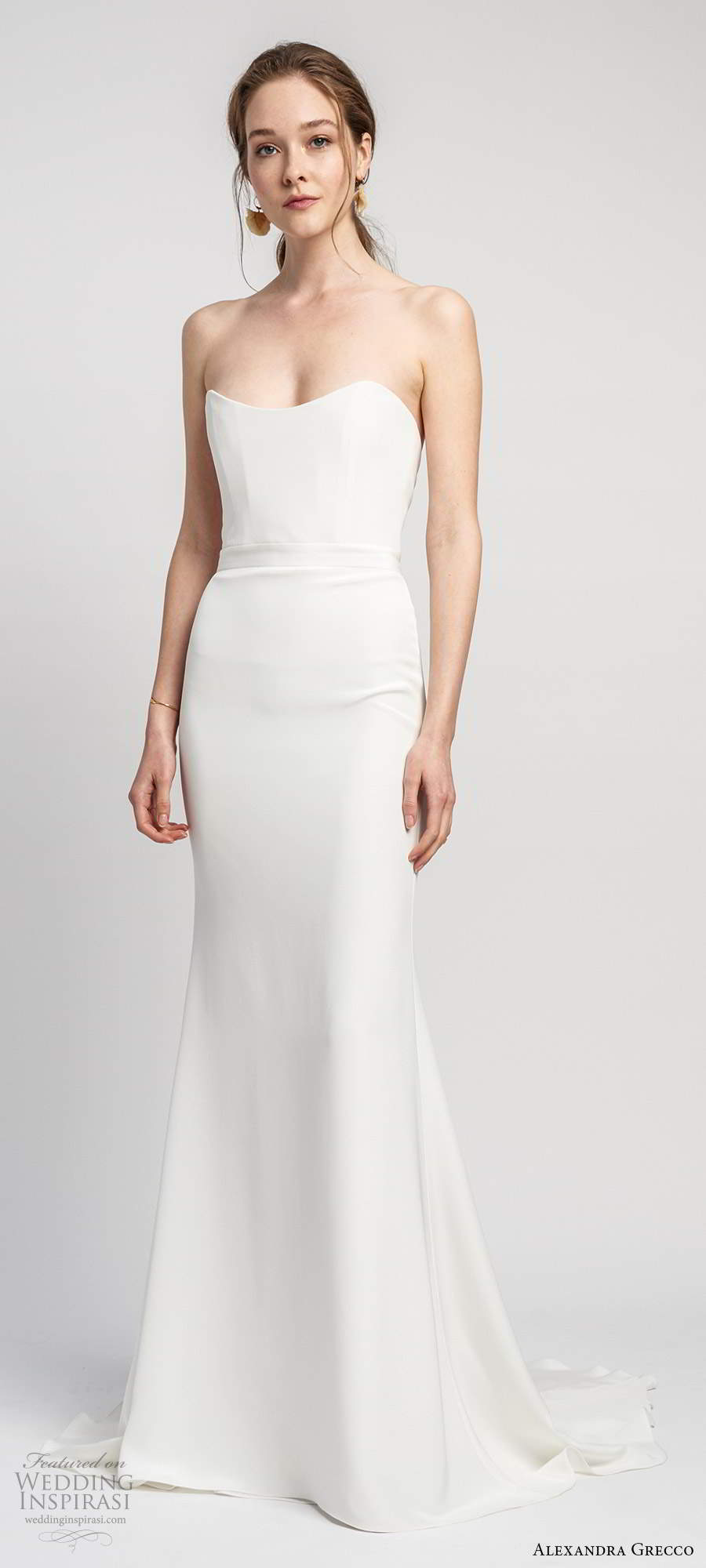 alexandra grecco 2020 bridal strapless semi sweetheart neckline sheath trumpet mermaid clean minimalist wedding dress scoop back chapel train (5) mv alexandra grecco 2020 bridal strapless semi sweetheart neckline sheath trumpet mermaid clean minimalist wedding dress scoop back chapel train (5) mv