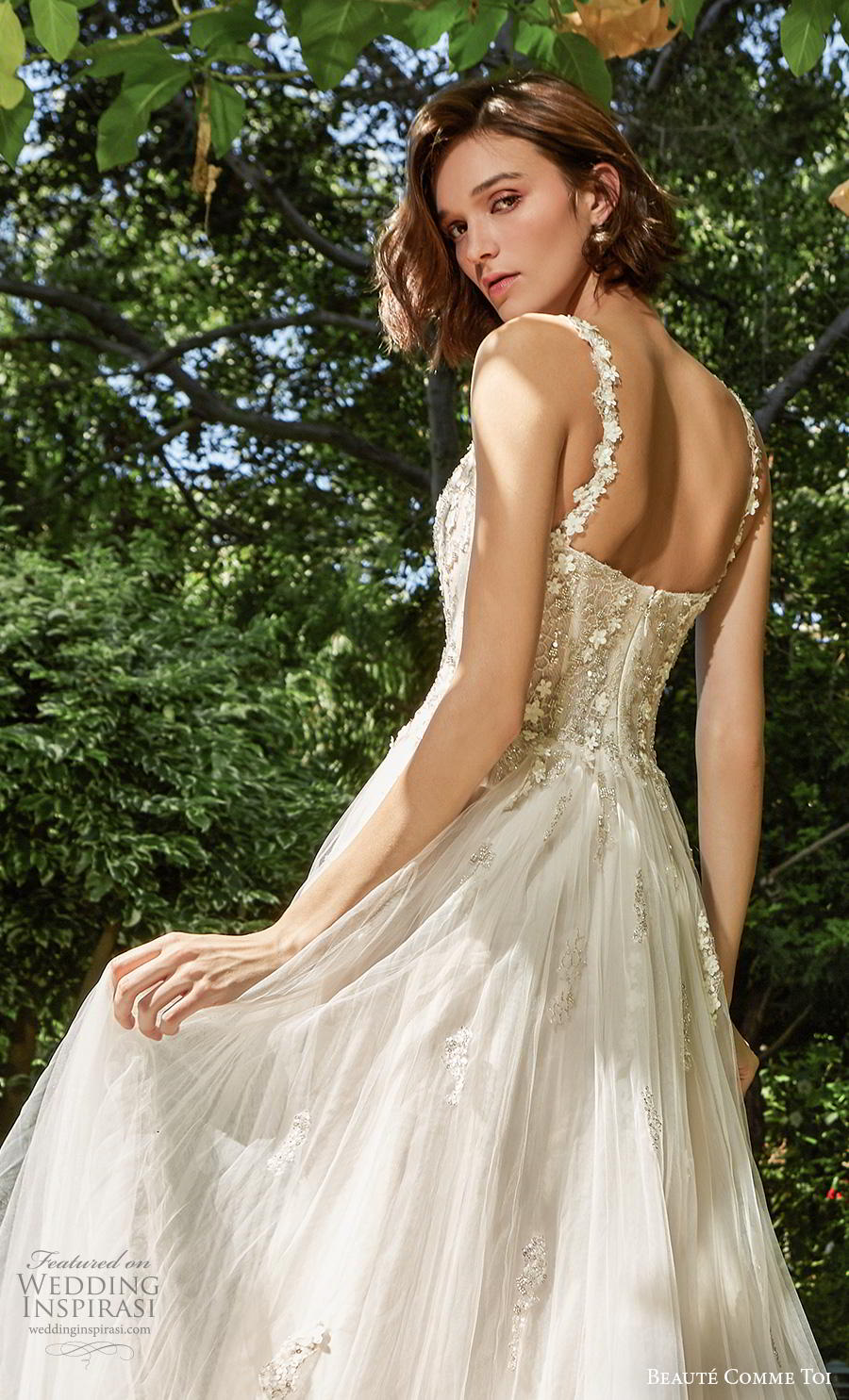 beaute comme toi f2020 bridal sleeveless embroidered strap sweetheart neckline heavily embellished bodice bustier romantic soft a  line wedding dress mid back chapel train (tessa) zbv