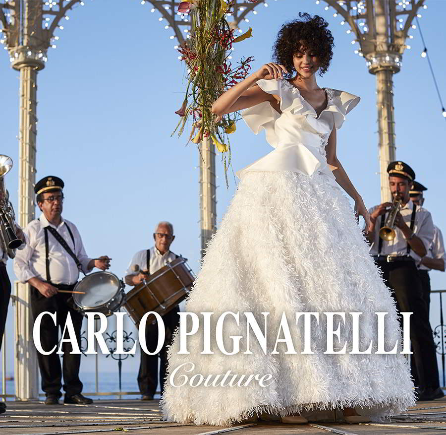 carlo pignatelli 2020 bridal couture flutter sleeves v neckline peplum ball gown feather skirt wedding dress (34) mv