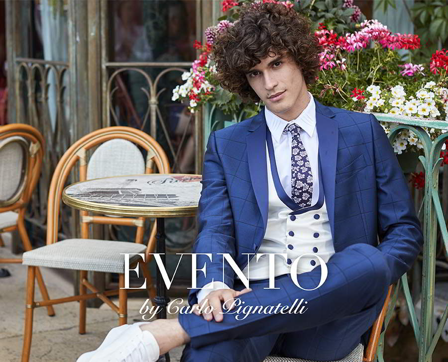 carlo pignatelli 2020 bridal evento menswear blue summer casual suit tuxedo printed tie cream waistcoat collar shirt (21) mv