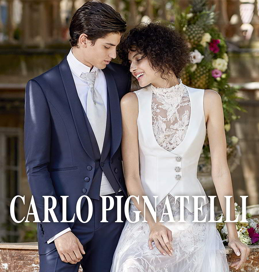 carlo pignatelli 2020 bridal sleeveless high neckline vest lace a line wedding gown menswear dark blue navy tuxedo suit (7) mv