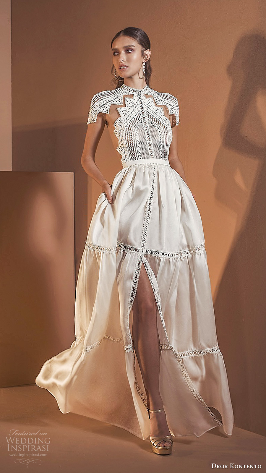 dror kontento 2020 bridal short sleeves high neckline embellish lace cutout bodice slit skirt modern a line ball gown wedding dress pockets sheer back (11) mv dror kontento 2020 bridal short sleeves high neckline embellish lace cutout bodice slit skirt modern a line ball gown wedding dress pockets sheer back (11) mv