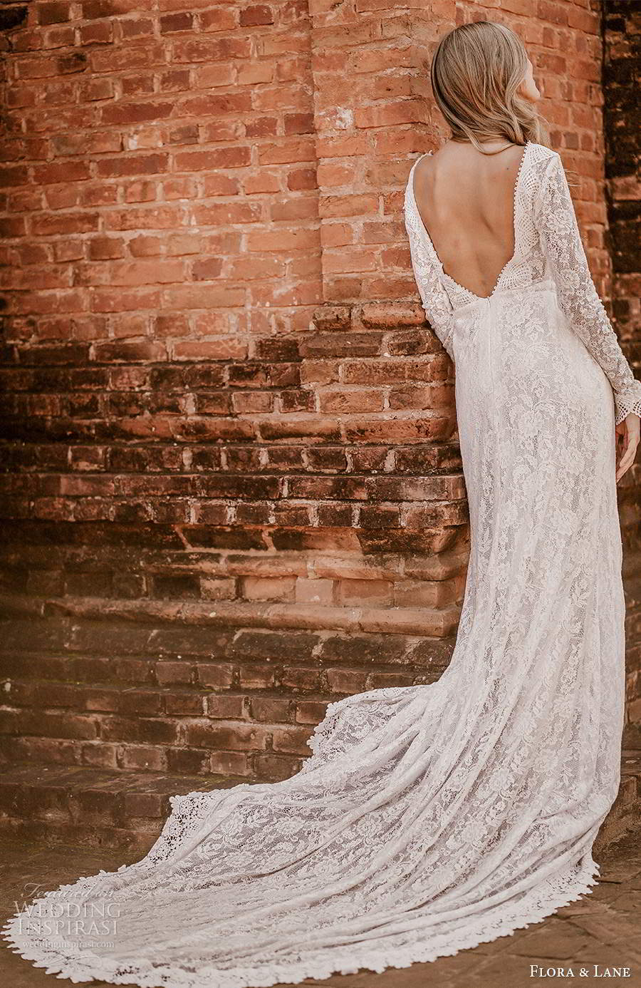 flora and lane 2019 bridal flutter sleeves scoop neckline fully embellished lace sheath romantic boho wedding dress scoop back chapel train (4) bv flora and lane 2019 bridal flutter sleeves scoop neckline fully embellished lace sheath romantic boho wedding dress scoop back chapel train (4) bv
