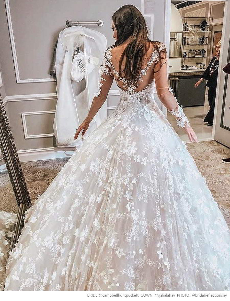 galia lahav spring 2017 bridal illusion long sleees deep vneck fully embellished aline lace wedding dress chapel train (arabella) campbellhuntpuckett photo bridalreflectionsny