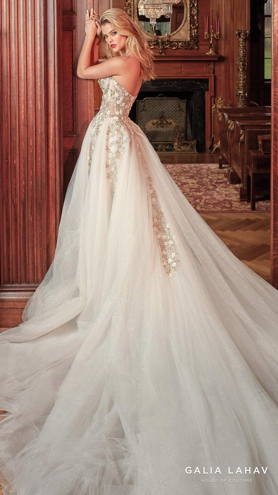 galia lahav spring 2019 bridal strapless sweetheart neckline heavily embellished bodice romantic pretty a  line wedding dress royal train (aelin) mv