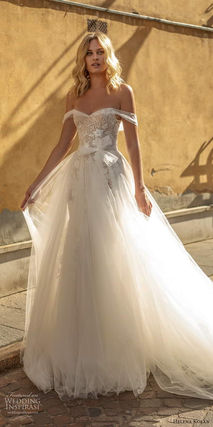 helena kolan 2020 bridal off shoulder straps sweetheart neckline fully embellished lace fit flare mermaid wedding dress ball gown overskirt sheer back chapel train (7) sv helena kolan 2020 bridal off shoulder straps sweetheart neckline fully embellished lace fit flare mermaid wedding dress ball gown overskirt sheer back chapel train (7) sv