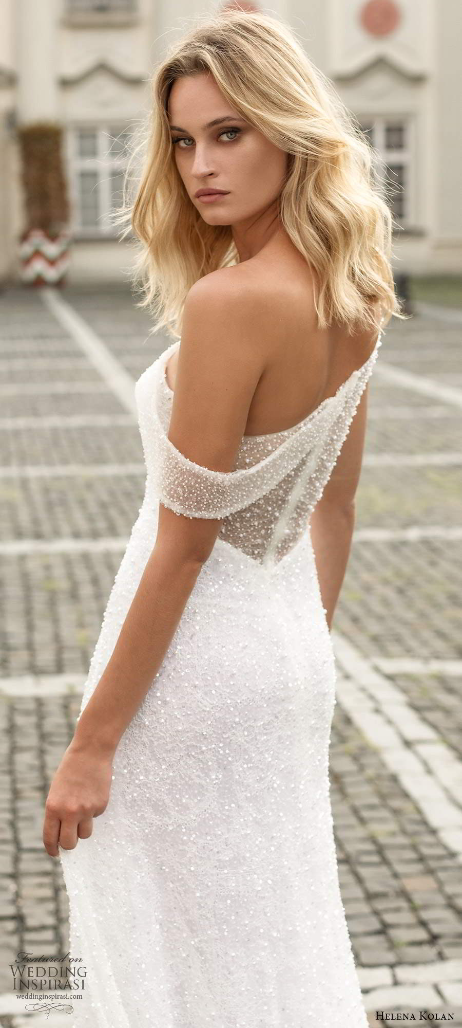 helena kolan 2020 bridal sleeveless one shoulder strap asmmetric neckline fully embellished glitzy a line ball gown wedding dress sweep train (6) zbv