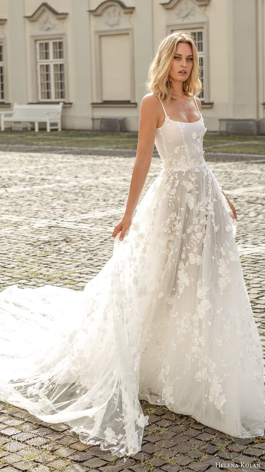 helena kolan 2020 bridal sleeveless thin straps scoop neckline fully embellished a line ball gown wedding dress scoop back cathedral train (1) mv