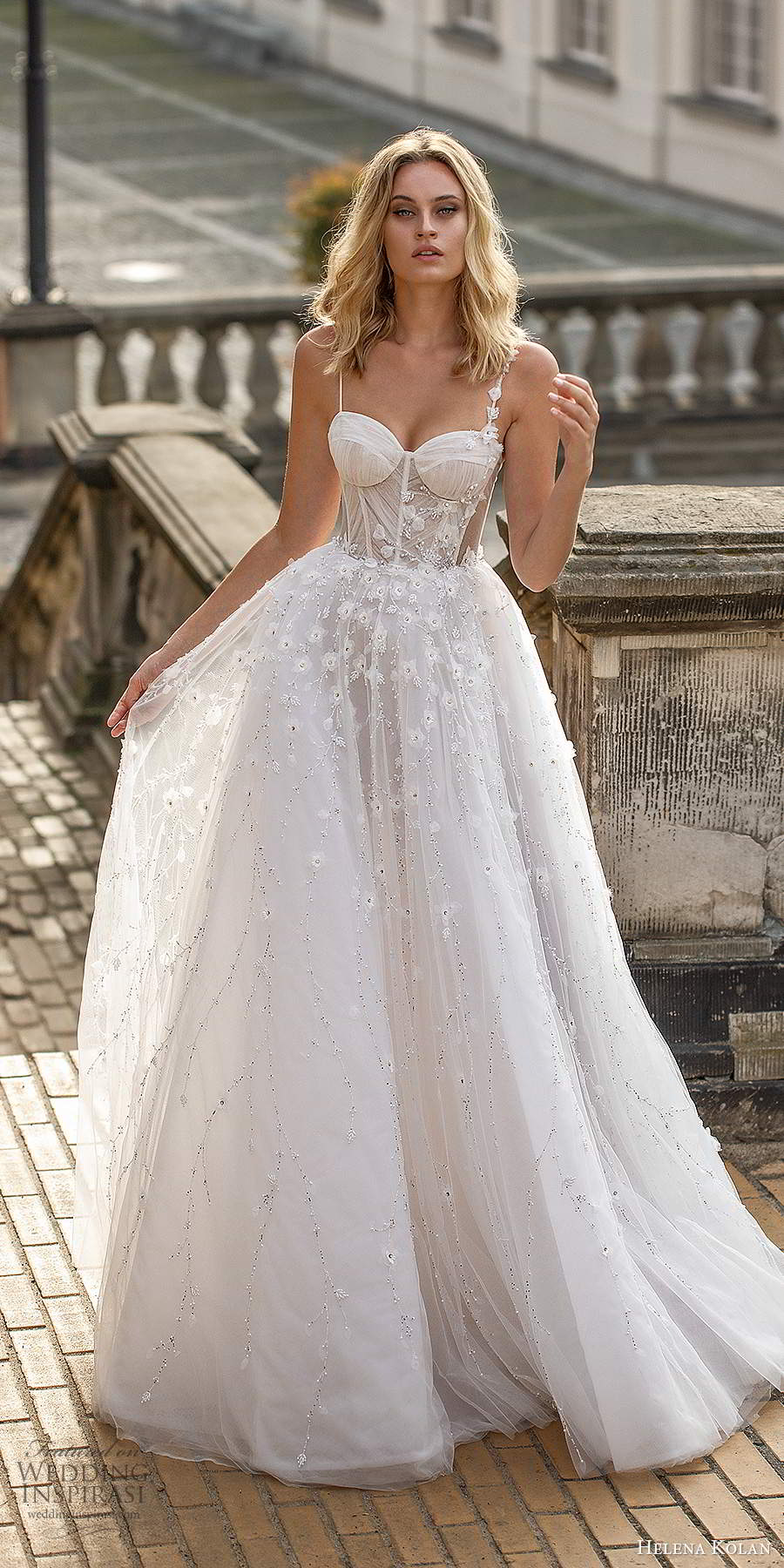 helena kolan 2020 bridal sleeveless thin straps sweetheart nevkline corset bodice fully embellished romantic a line ball gown wedding dress (5) mv