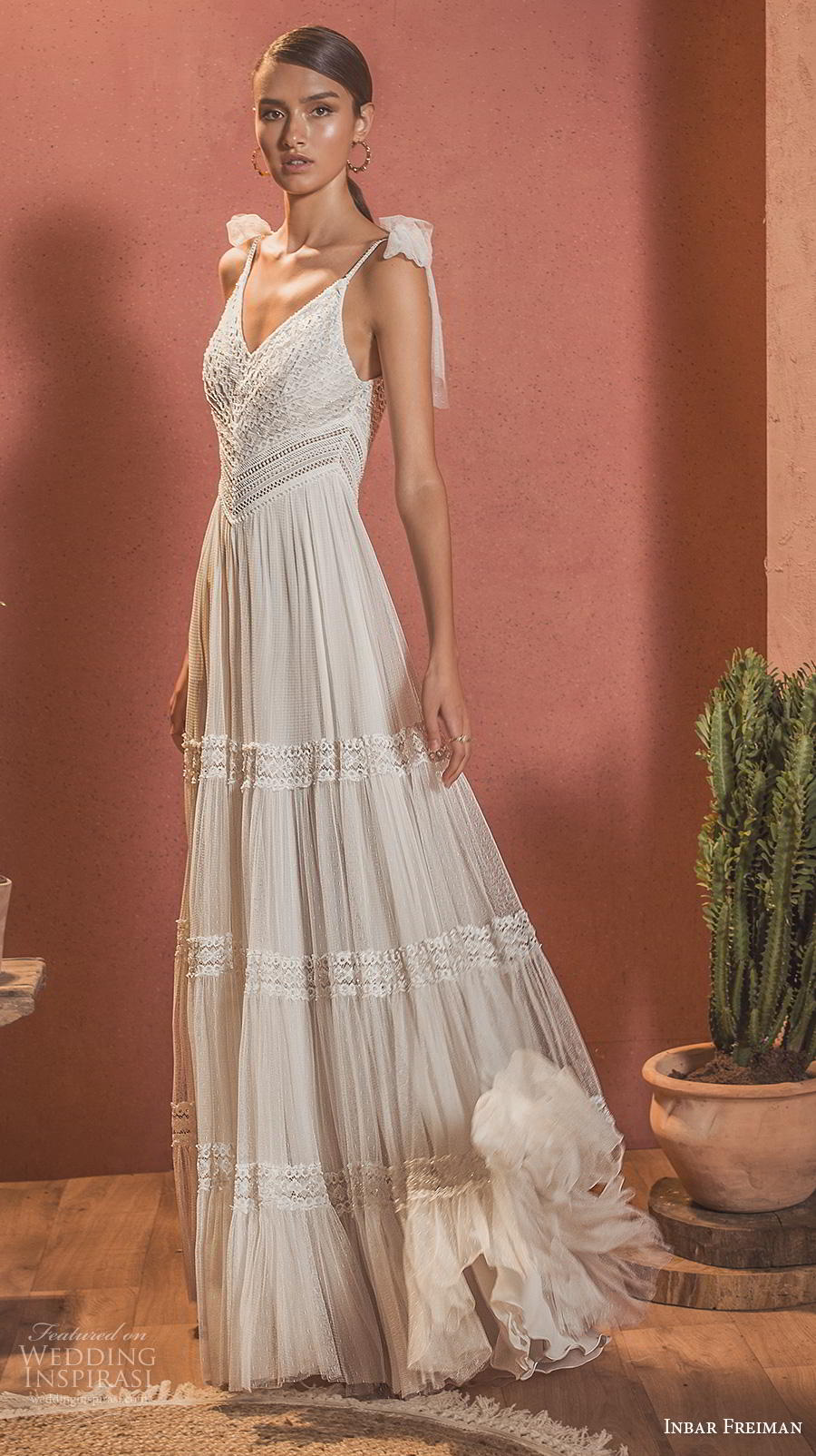 inbar freiman 2020 bridal sleeveless spaghetti strap v neck heavily embellished bodice romantic bohemian soft a  line wedding dress backless v back sweep train (9) mv