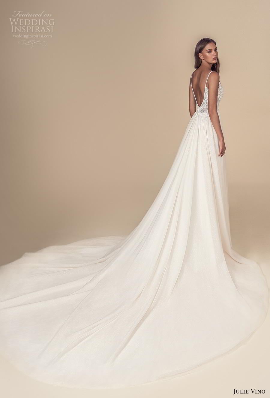 julie vino 2019 mimosa bridal sleeveless spaghetti strap diamond neckline heavily embellished bodice romantic a line wedding dress backless v back chapel train (5) bv julie vino 2019 mimosa bridal sleeveless spaghetti strap diamond neckline heavily embellished bodice romantic a line wedding dress backless v back chapel train (5) bv