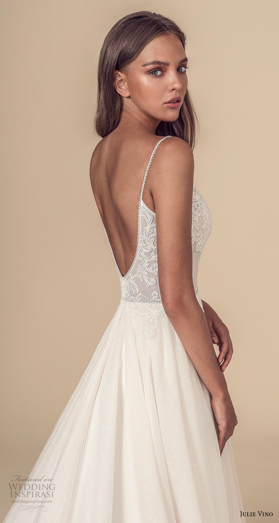 julie vino 2019 mimosa bridal sleeveless spaghetti strap diamond neckline heavily embellished bodice romantic a line wedding dress backless v back chapel train (5) zbv julie vino 2019 mimosa bridal sleeveless spaghetti strap diamond neckline heavily embellished bodice romantic a line wedding dress backless v back chapel train (5) zbv