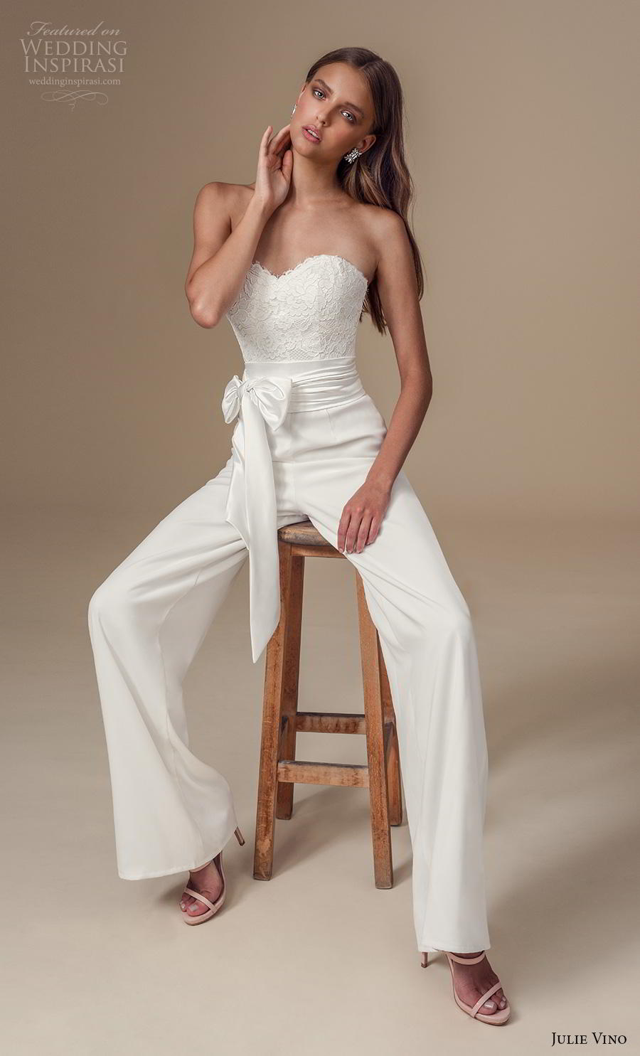 julie vino 2019 mimosa bridal strapless sweetheart neckline heavily embellished bodice jump suit wedding dress (10) mv